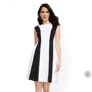 NWT New York & Company Fit & Flare Dress Size Large. $R37 White & Black